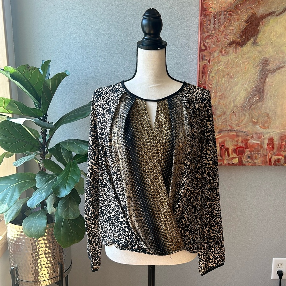 EUC Anthropologie Greylin 100% Silk Print Top